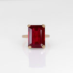 10K yellow gold Madagascar ruby emerald-cut estate ring