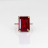 10K yellow gold Madagascar ruby emerald-cut estate ring