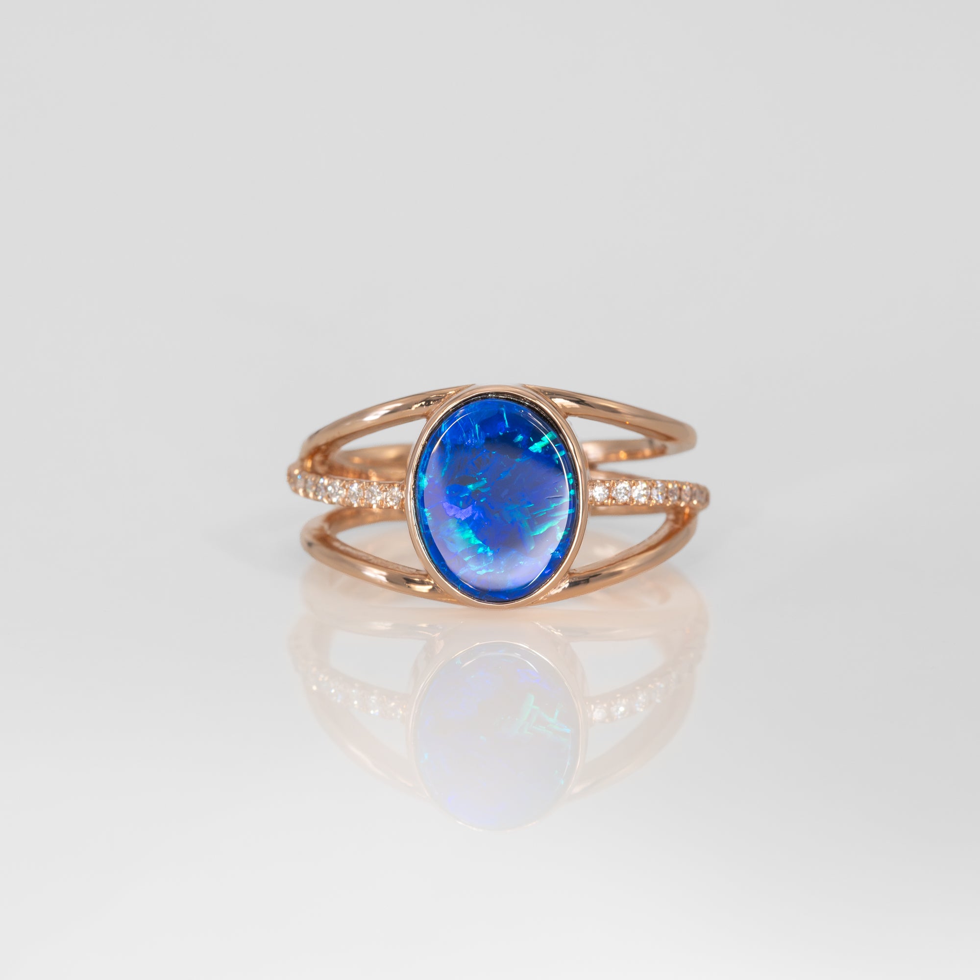 14K rose gold boulder opal ring
