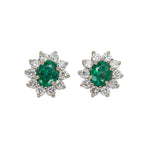 Alice 14K White Gold 0.55cts Emerald Diamond Stud Earrings | Oval 5X4mm