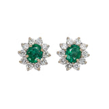 Alice 14K White Gold 0.55cts Emerald Diamond Stud Earrings | Oval 5X4mm