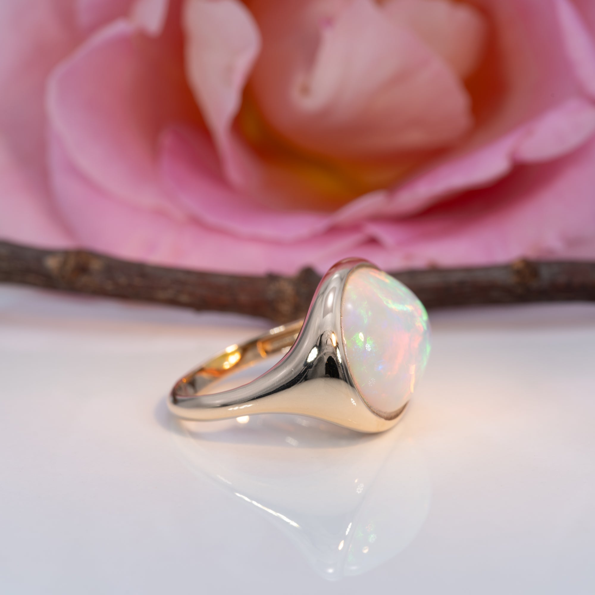 14K yellow gold ethiopian opal ring