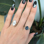 14K rose gold London blue topaz ring with diamond accents