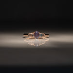 14K rose gold alexandrite ring with diamond accents