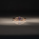 14K rose gold alexandrite ring with diamond accents