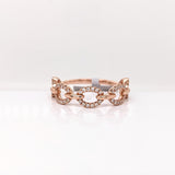 Charvi Solid 14K Rose Gold Natural Diamond Band Ring | Interlock Chain Design | Fine Jewelry