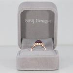 14K rose gold star ruby cabochon ring with diamond accents
