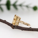 7ct Citrine Ring w Earth Mined Diamonds in Solid 14K Yellow Gold EM 14x10mm