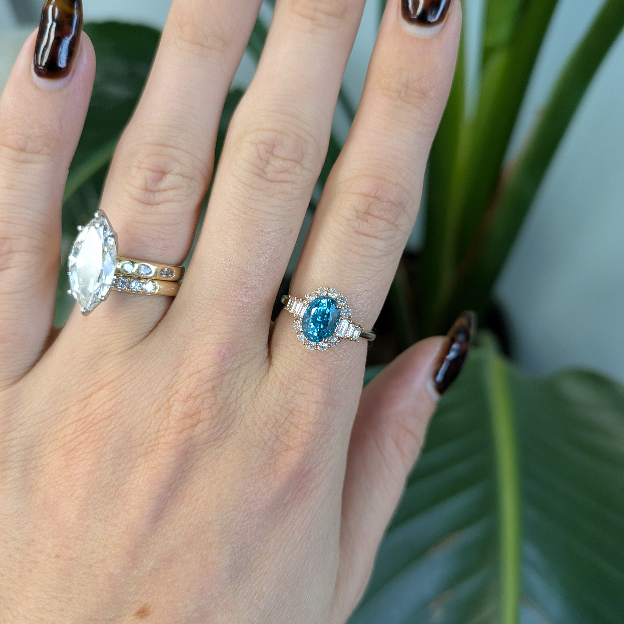 14K rose gold cambodian blue zircon ring