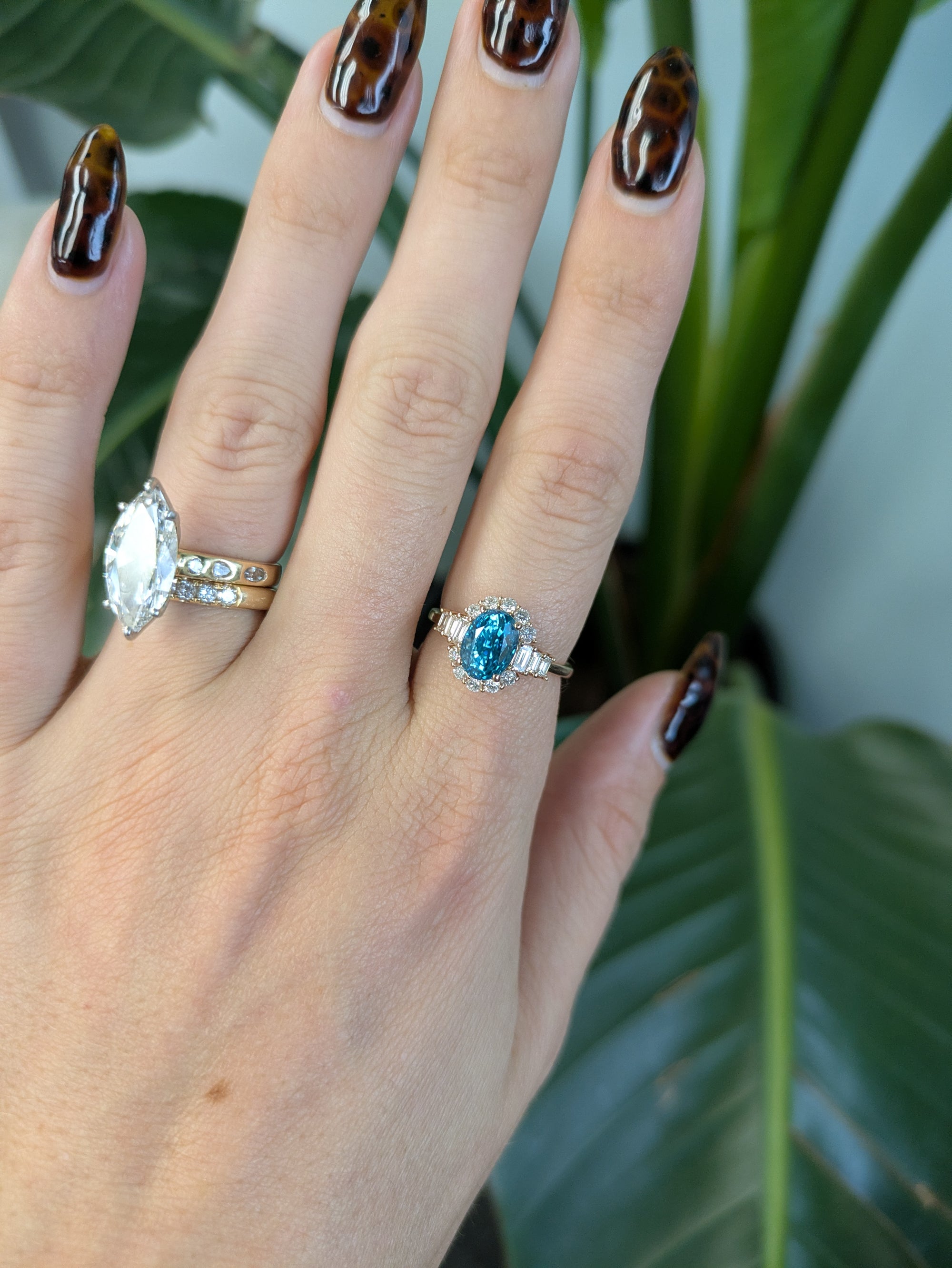14K rose gold cambodian blue zircon ring