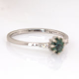 Qala 14K White Gold Ceylon Teal Sapphire and Diamond Ring | OV 5x4mm