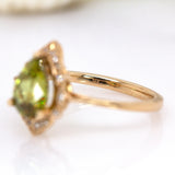 Lauren 14K Yellow Gold Sphene and Natural Diamond Ring | PE 9x7mm