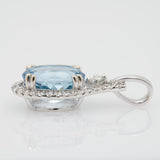 Zanai 3.5Ct Aquamarine Pendant with Earth Mined Diamond: Solid 14K Gold, Oval 11x9mm