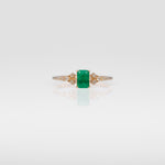 14K yellow gold colombian emerald ring with diamond accents