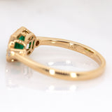 Ada 14K Yellow Gold Colombian Emerald and Diamond Ring | Emerald Cut 7x5mm