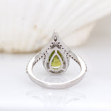 Elaine 14K White Gold Sphene and Diamond Ring | Pear 11x7.5mm