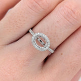 Angel Series East West Oval Ring Setting in 14K Solid Gold with a Natural Diamond Halo | Oval Shape 7x5 8x6 9x7 Customizable