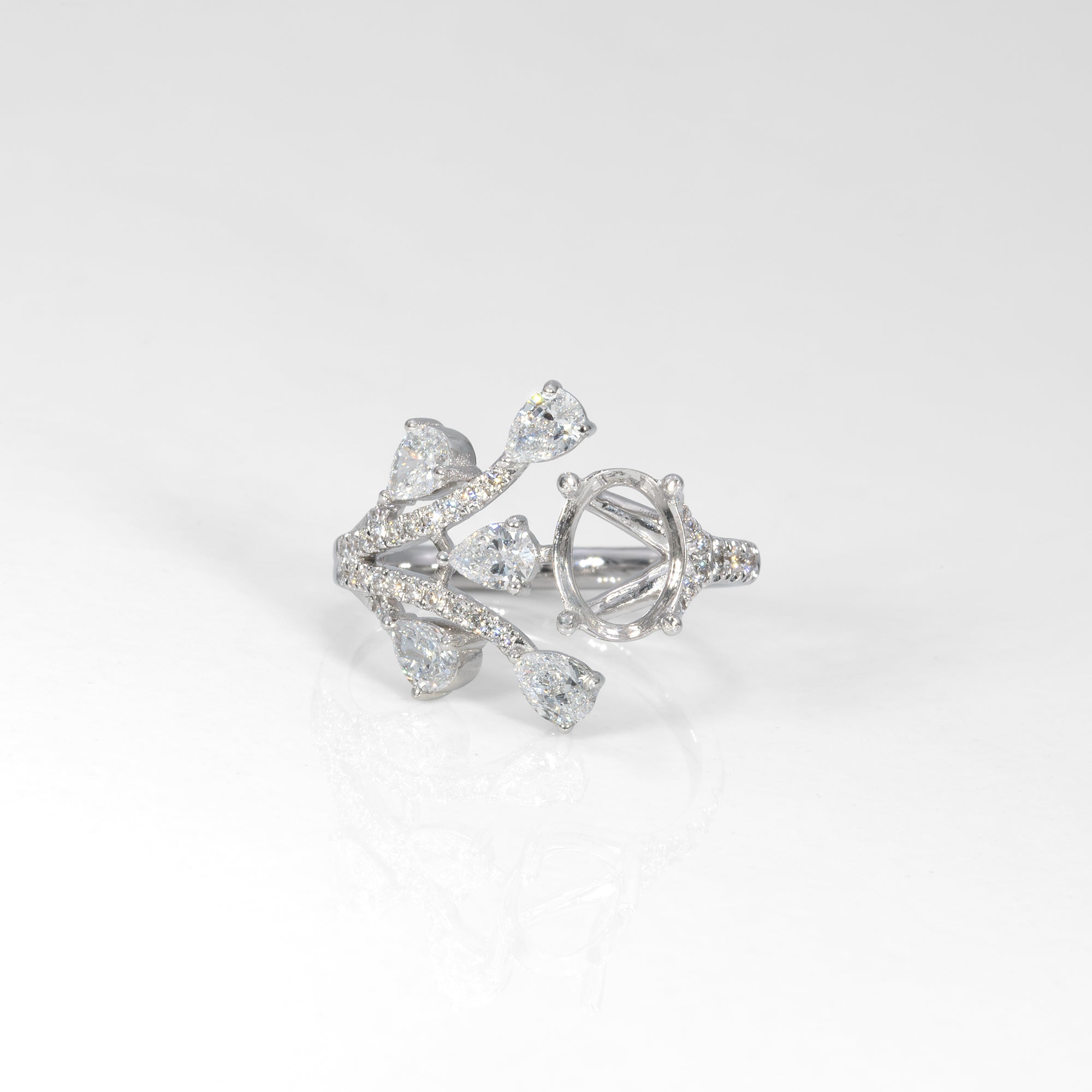 14K white gold lab diamond semi-mount ring setting