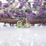 14K white gold demantoid garnet earrings