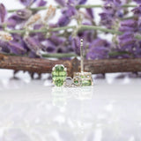 14K white gold demantoid garnet earrings