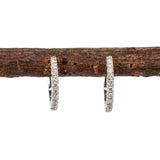 14K White Gold Natural Diamonds Huggies | Latch Back Closure