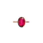 ally 14k rose gold 3.08 cts rubellite tourmaline diamond ring | oval 10.5x7.7mm