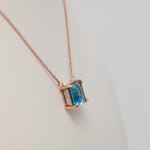 14K Rose Gold Swiss Blue Topaz Necklace