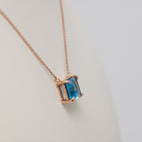14K Rose Gold Swiss Blue Topaz Necklace