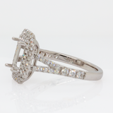 Modern East–West Emerald-Cut Semi-Mount Ring with Pavé Diamond Accents, Elegant 14K Gold Design Ready for Your Center Stone