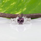 14K white gold purple spinel ring with diamond accents