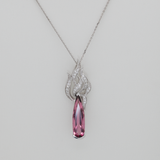 3.2Ct Pink Tourmaline Pendant with Earth Mined Diamond Accents in Solid 18K Gold, 22x6mm - Elegant and Timeless Design