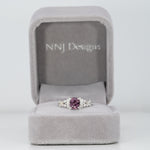 14K white gold purple spinel ring with diamond accents