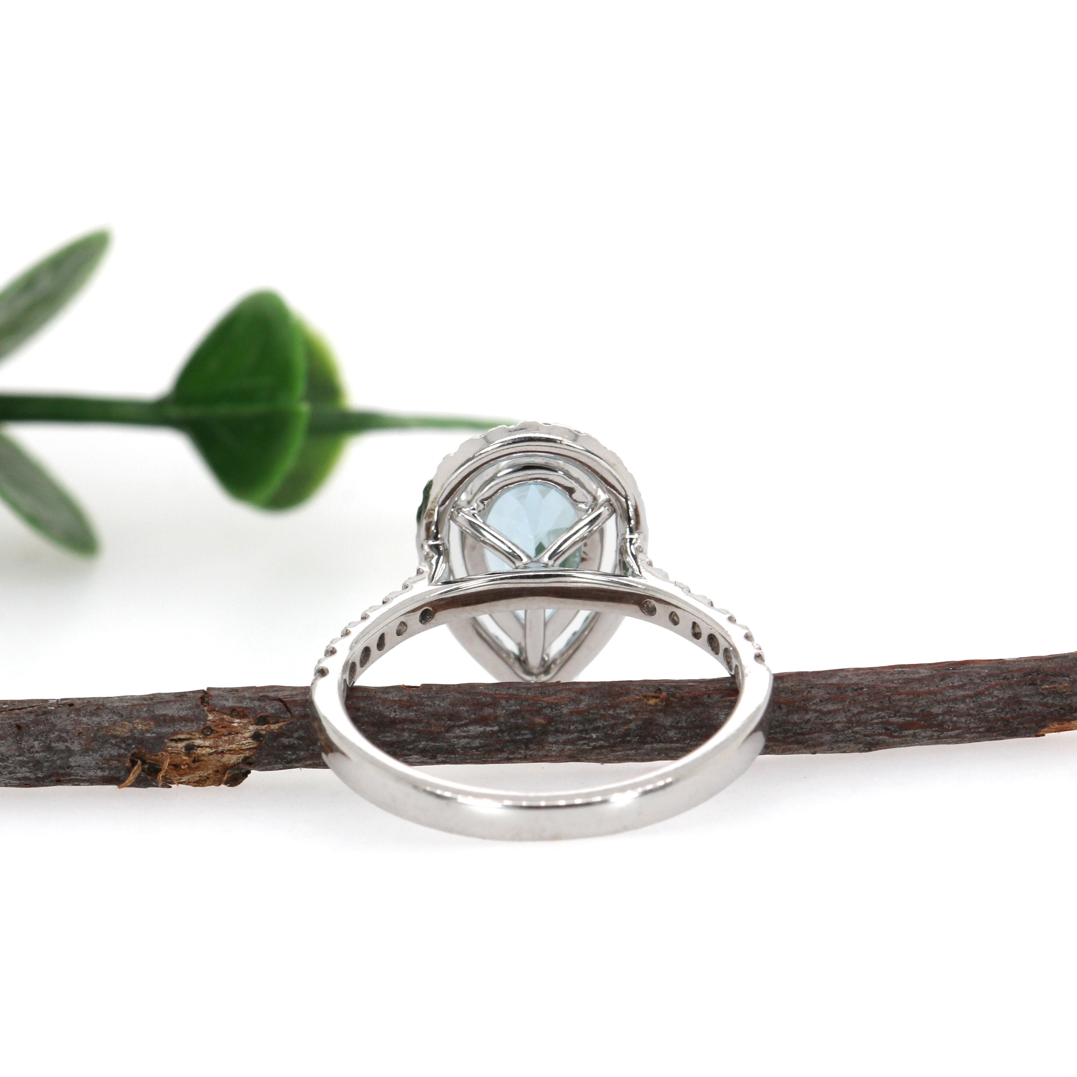 Alaina 14K White Gold 2.18cts Aquamarine Diamond Ring | Pear Shape 10.5x6.5mm