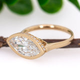 14K yellow gold marquise lab grown diamond ring with diamond accents