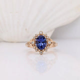 Dazzling Diamond Halo Ring Semi Mount in 14K Gold W Natural Round Diamond Accents | Oval Shape | Gemstone Ring Setting | Customizable
