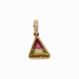 Alizeh Solid 14k Gold Watermelon Tourmaline Pendant with Natural Diamond Accents, 9.5x9mm