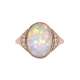Harriet 14K Solid Rose Gold Ethiopian Opal and Diamond Ring | OV 17x13mm