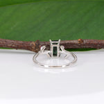 14K white gold indicolite tourmaline ring with pink sapphire accents