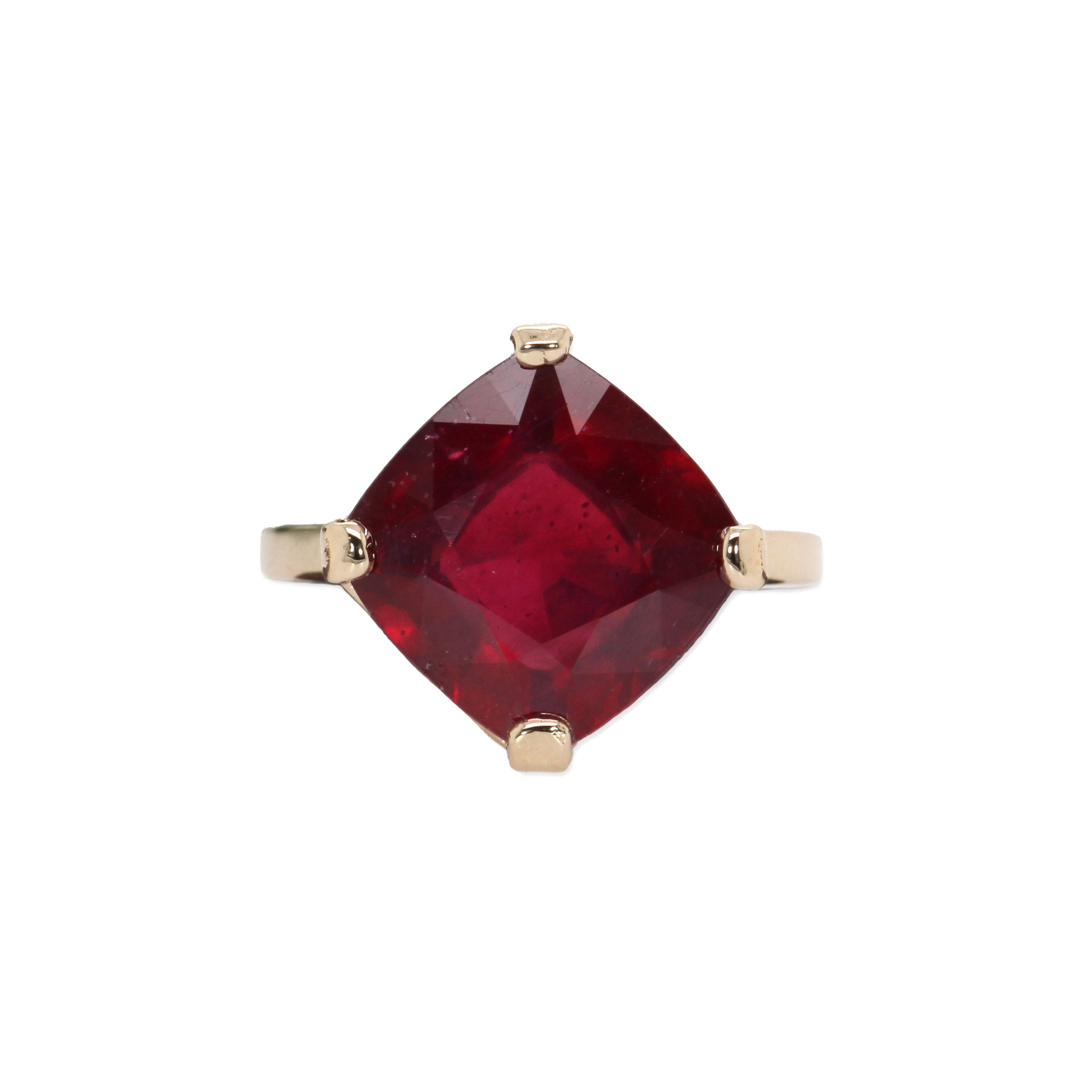 Yana 14K Yellow Gold 10.60cts Madagascar Ruby Ring | Princess 12mm