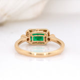 Ada 14K Yellow Gold Colombian Emerald and Diamond Ring | Emerald Cut 7x5mm