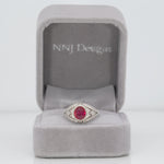 14K white gold burma ruby ring