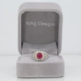 14K white gold burma ruby ring