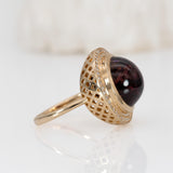 10.6 Ct Natural Rubellite Tourmaline Ring 10mm with Natural Diamond Halo in Solid 14K Gold Statement Gemstone Ring