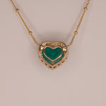 14K yellow gold colombian emerald pendant with diamond accents
