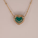 14K yellow gold colombian emerald pendant with diamond accents