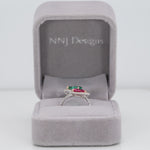 14K white & rose gold pink & indicolite tourmaline ring