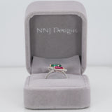 14K white & rose gold pink & indicolite tourmaline ring