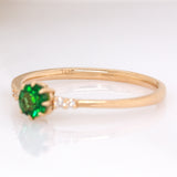 Eira 14K Yellow Gold Tsavorite Garnet and Diamond Ring | RD 4mm
