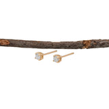 Round 3mm 7.5mm 14K Gold Lab Diamond Solitaire Stud Earrings