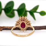 Alina 14K Yellow Gold Burma Ruby and Diamonds Ring | Oval 10x8mm